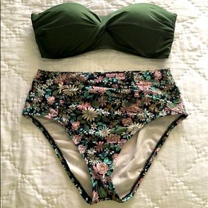 2 piece high waisted swimsuit.